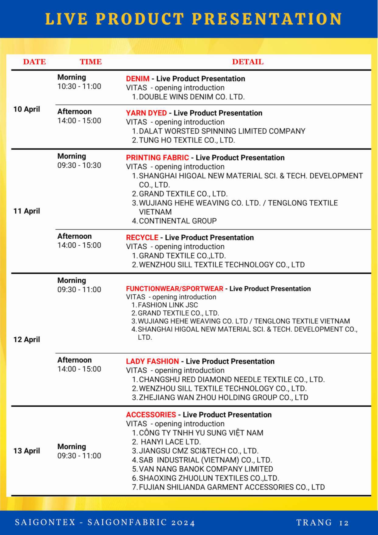 SaigonTex – SaigonFabric 10 – 13/ 4/ 2024