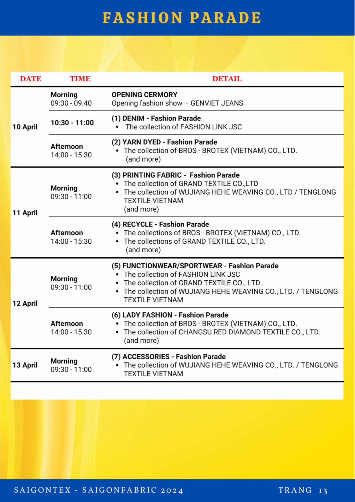 SaigonTex – SaigonFabric 10 – 13/ 4/ 2024