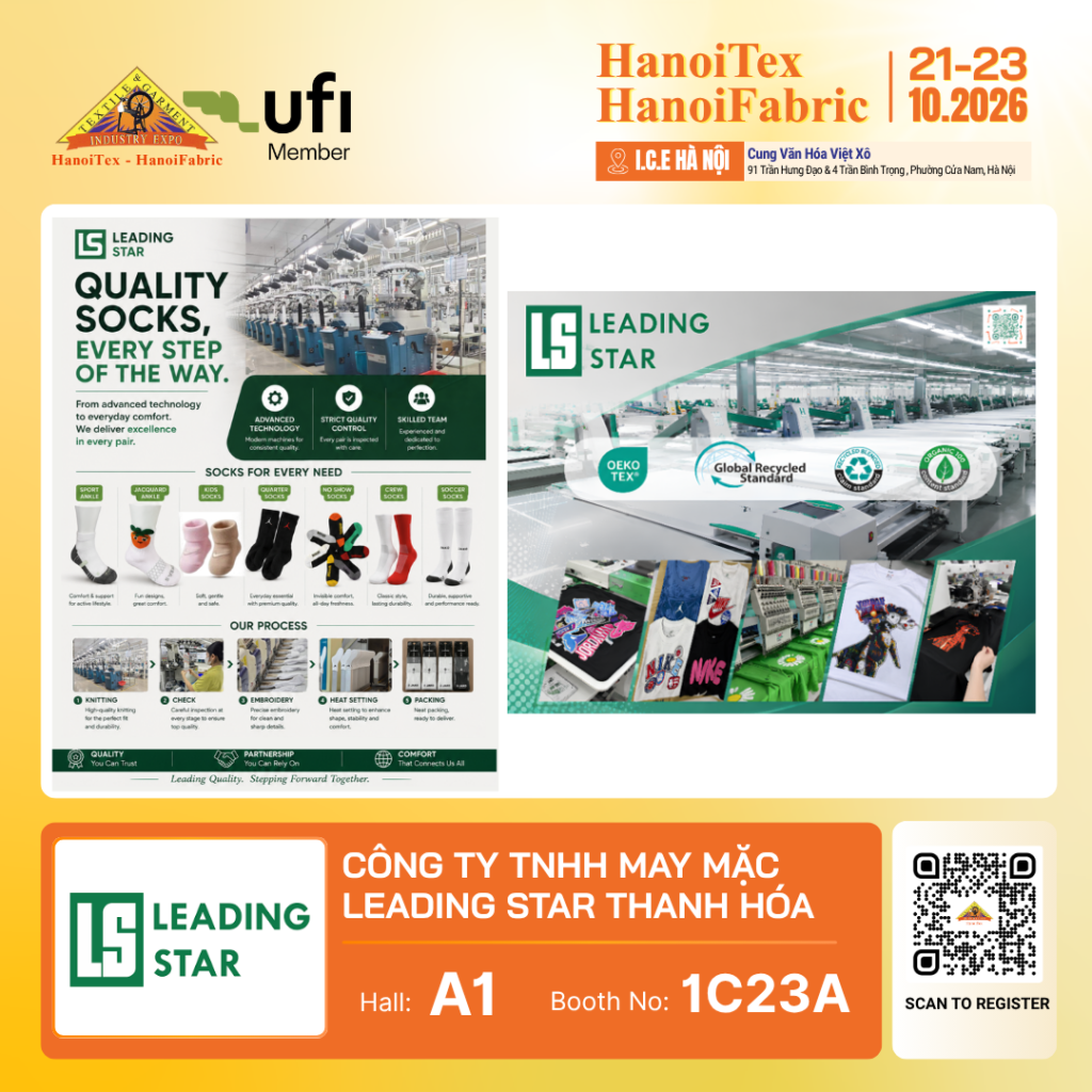 CÔNG TY TNHH MAY MẶC LEADING STAR THANH HÓA - Nhà trưng bày tiêu biểu HanoiTex - HanoiFabric 2026