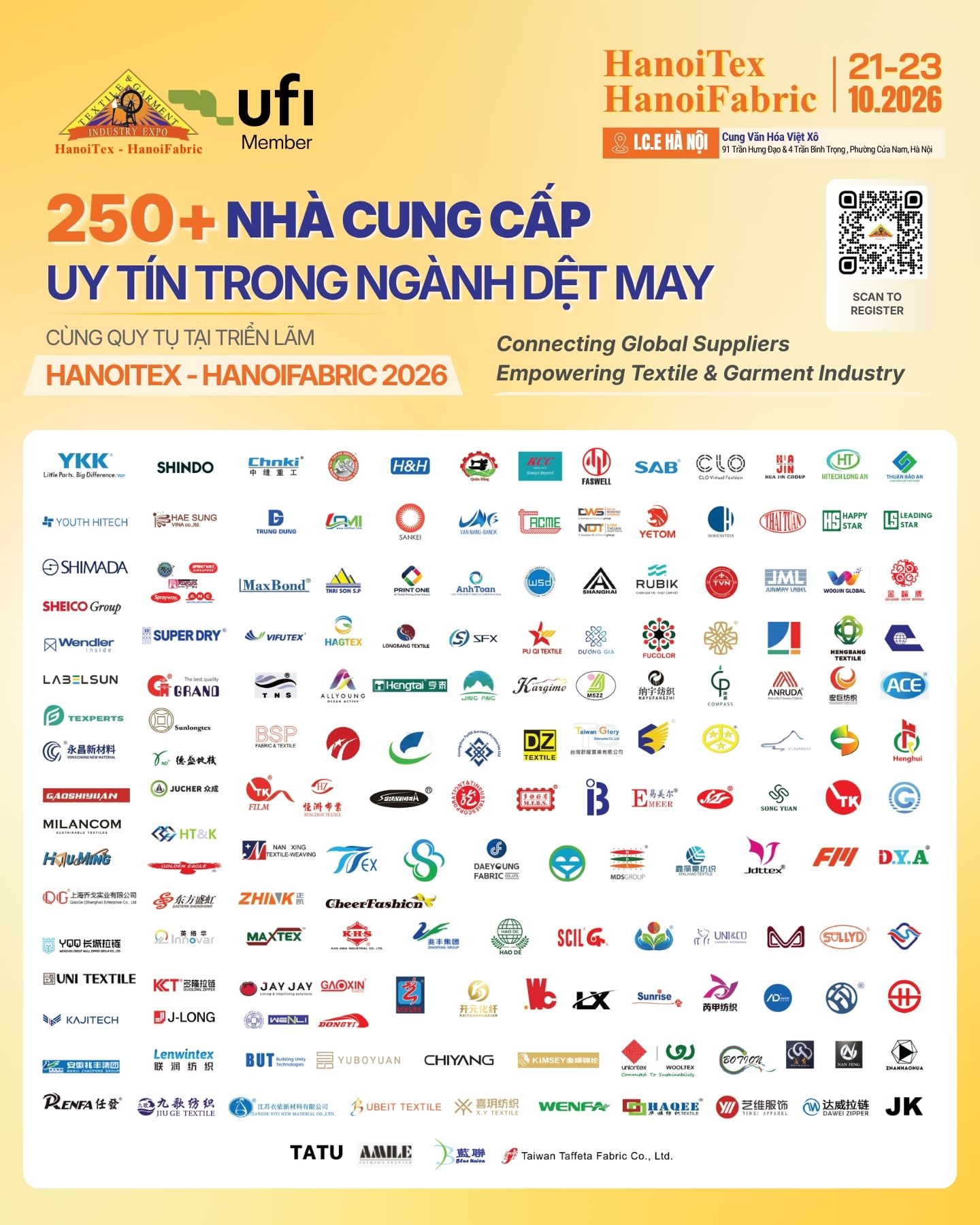 250+ Nhà cung cấp uy tín trong ngành dệt may quy tụ tại HanoiTex - HanoiFabric 2026
