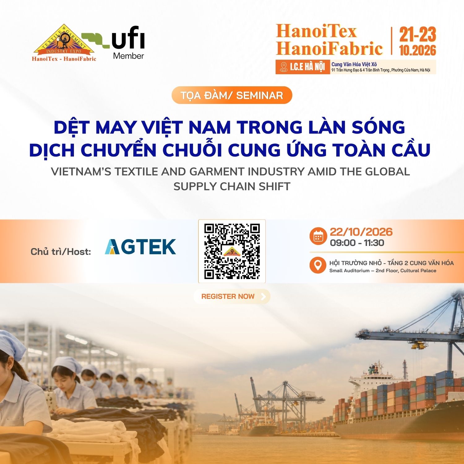 Banner Tổng Quan Hội Thảo AGTEK Buổi 1 HanoiTex HanoiFabric 2026