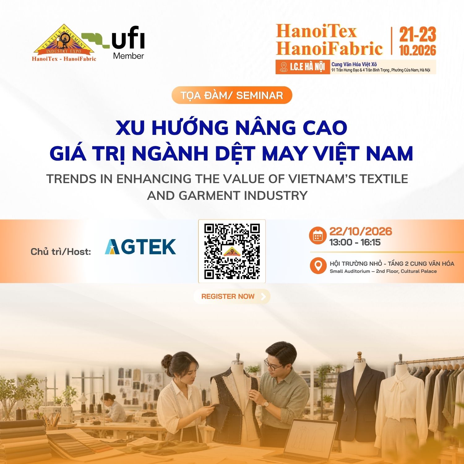Banner Tổng Quan Hội Thảo AGTEK Buổi 2 HanoiTex HanoiFabric 2026