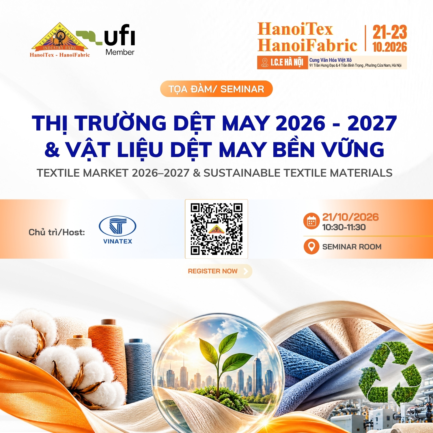 Hội thảo VINATEX tại Triển lãm HanoiTex - HanoiFabric 2026