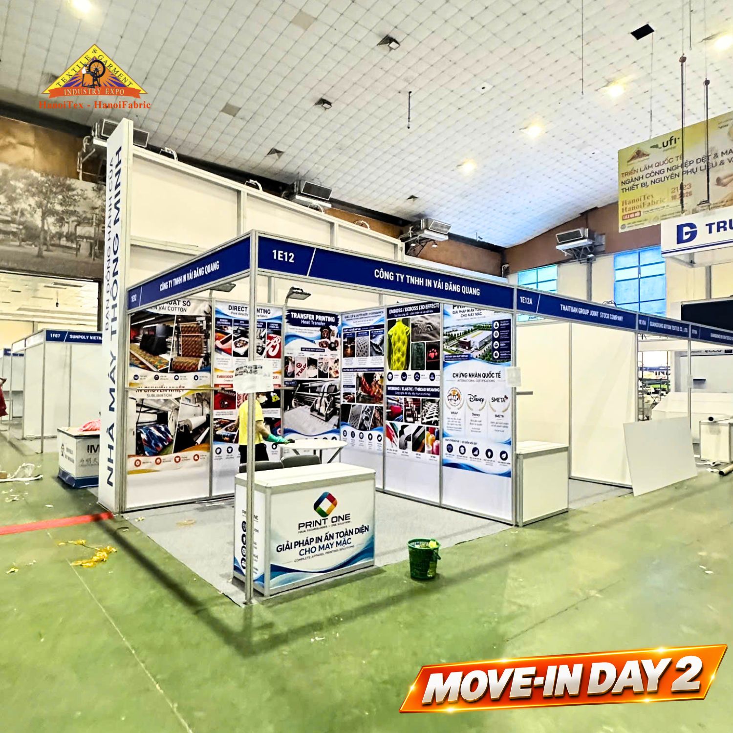 Hoàn thiện thi công gian hàng Công ty TNHH In Vải Đăng Quang Print One tại HanoiTex 2026