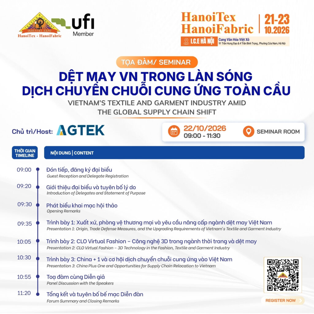 Banner Tổng Quan Hội Thảo AGTEK Buổi 1 HanoiTex HanoiFabric 2026