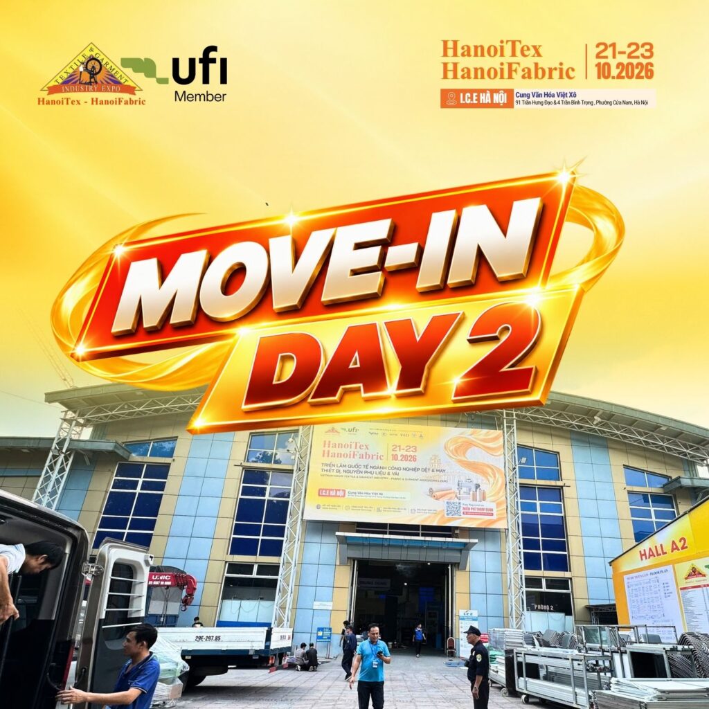 MOVE-IN DAY 2: Không khí thi công và lắp đặt gian hàng tại HanoiTex – HanoiFabric 2026