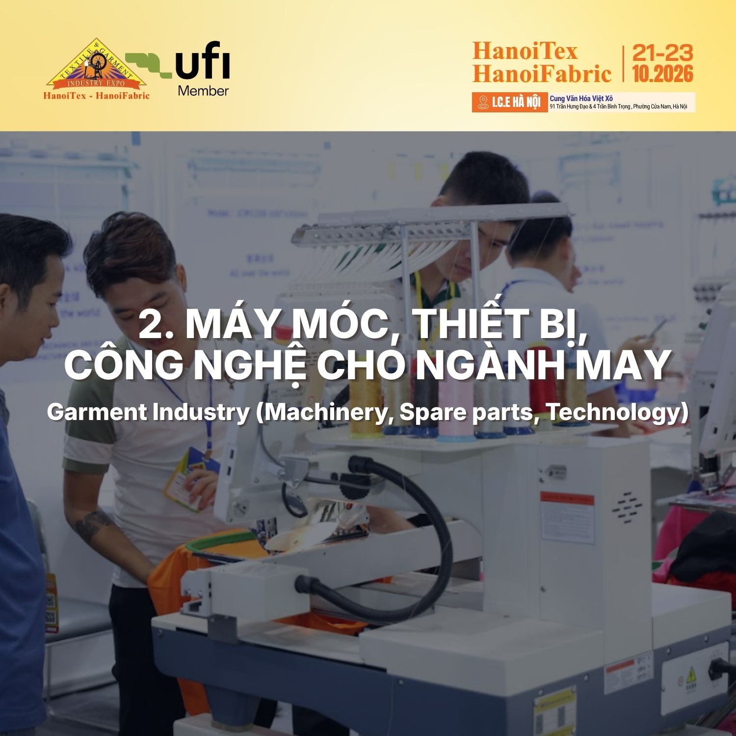 May moc thiet bi va cong nghe cho nganh may tai HanoiTex 2026