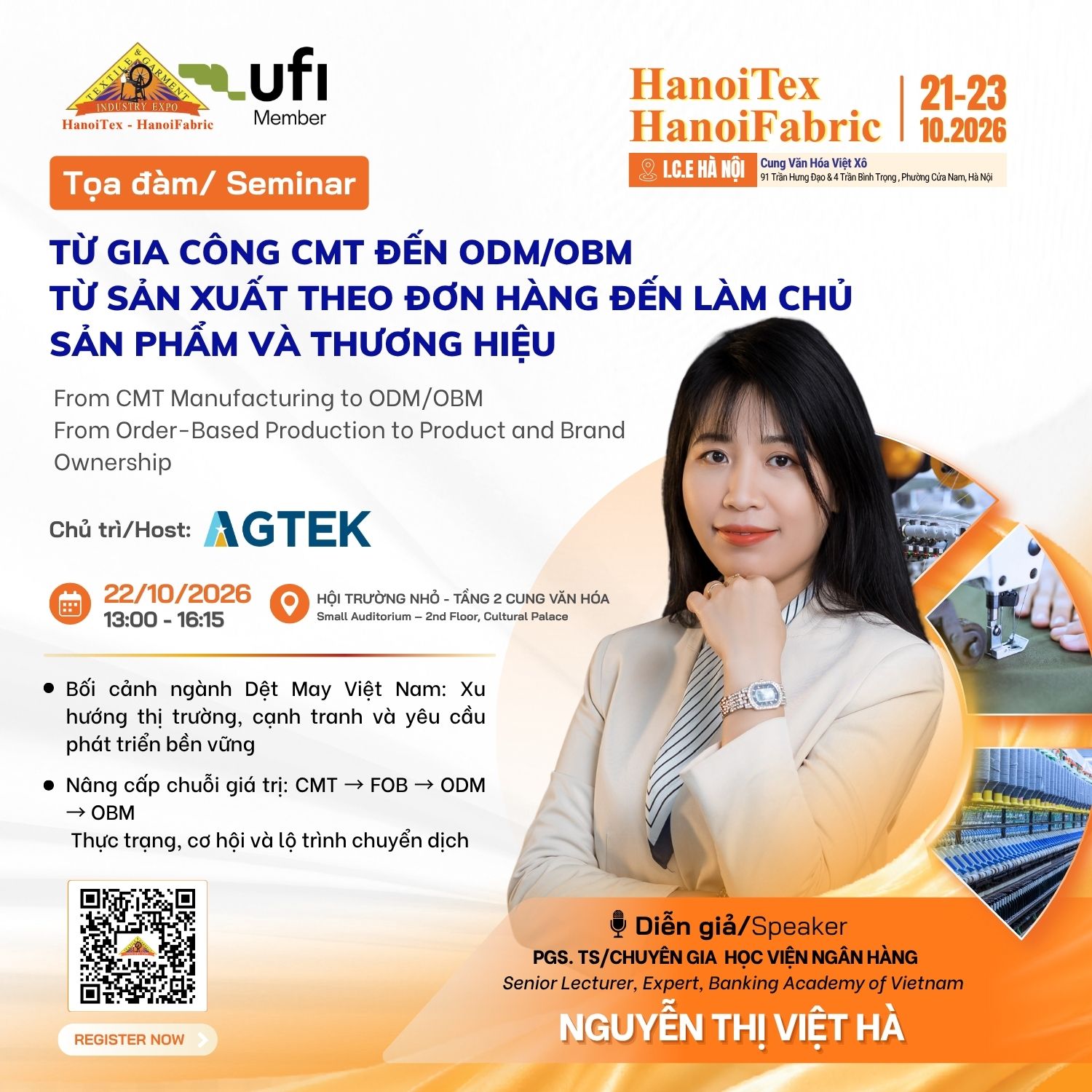 Từ gia công CMT đến ODM/OBM: Bối cảnh thị trường và lộ trình nâng cấp chuỗi giá trị dệt may Việt Nam - PGS.TS Nguyễn Thị Việt Hà