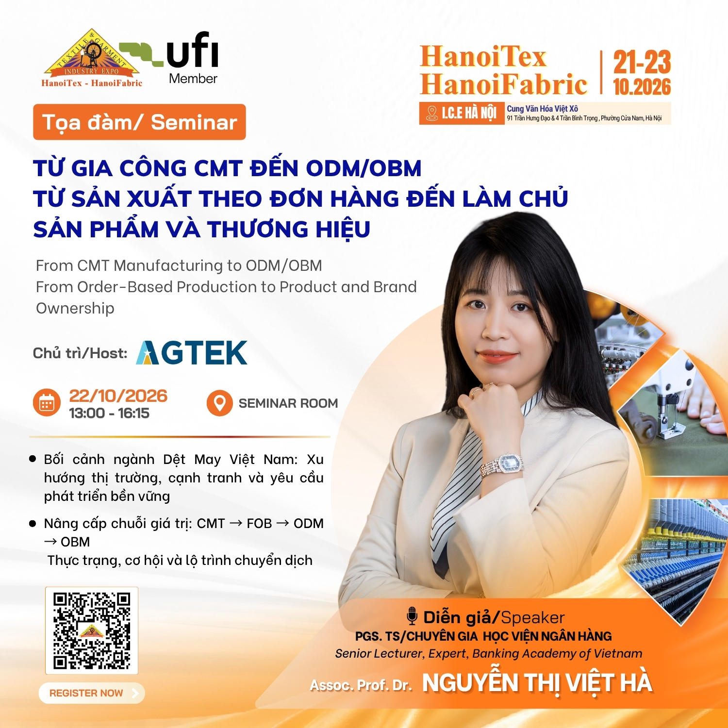 Từ gia công CMT đến ODM/OBM: Bối cảnh thị trường và lộ trình nâng cấp chuỗi giá trị dệt may Việt Nam - PGS.TS Nguyễn Thị Việt Hà